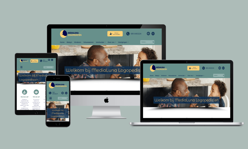 Website MediaLuna Logopedisten mobiel, tablet, desktop
