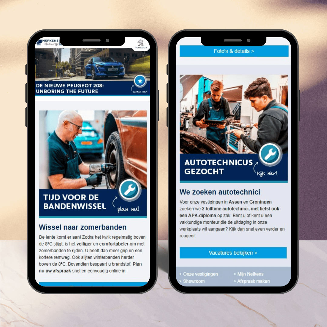 Nieuwsbrief Nefkens lente Website MediaLuna Logopedisten mobiel, tablet, desktop